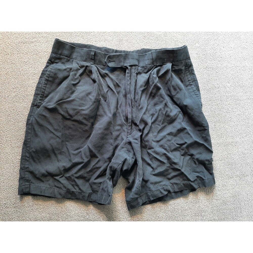 C & G Gold Shorts black 55% silk mens 36" waist *loose button & some ware